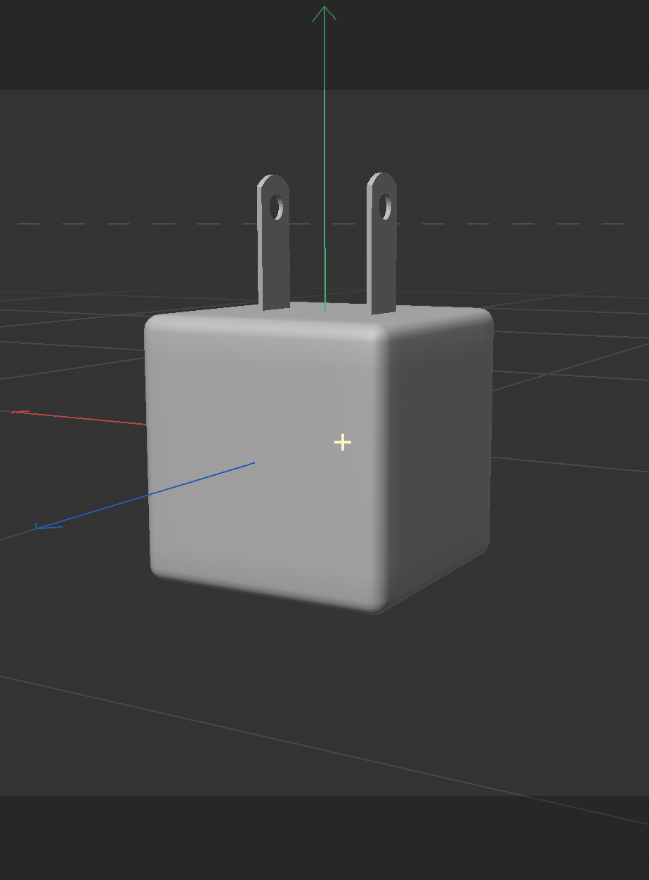 3D model of charger plug, angled view